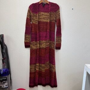 Long Colorful Knit Cardigan in Pink, Orange and Yellow